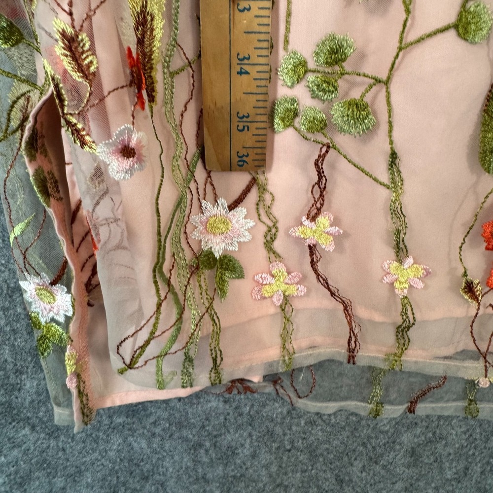 Beige ECI Fairy Floral Embroider Garden Sheer Slip Dress Size‎ 12 Pink Butterfly - Picture 9 of 13